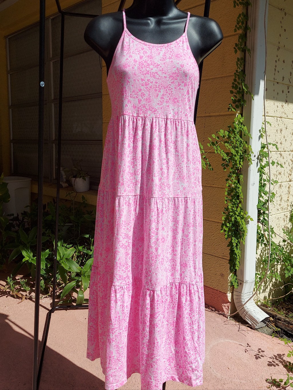 Lilly Pulitzer's For Girls Bright Pink Tiered Maxi Summer Dress, Size L